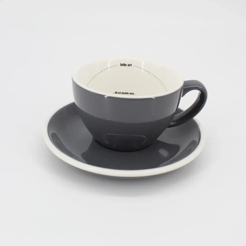 BREVILLE Home Barista Latte Art Coffee Espresso Cappuccino Cup With Saucer Gray